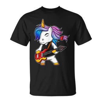 Cool Dabbing Rock ´N´ Roll Unicorn For Rock Fans T-Shirt - Monsterry