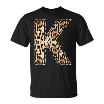 Cool Letter K Initial Name Leopard Cheetah Print T-Shirt - Monsterry UK