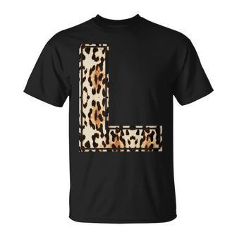 Cool Letter L Initial Name Leopard Cheetah Print T-Shirt - Monsterry CA