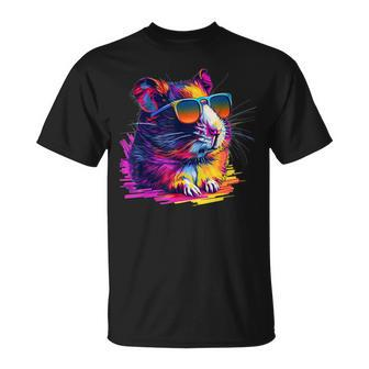 Cool Looking Hamster With Multicolor Sunglasses Outfit T-Shirt - Monsterry