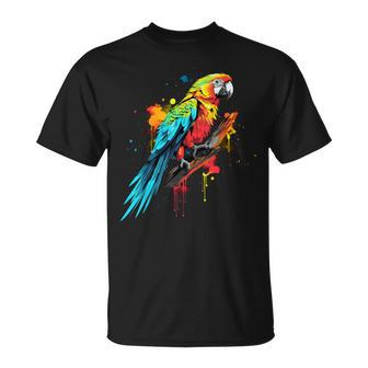 Cool Parrot On Colorful Painted Parrot T-Shirt - Monsterry DE