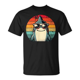 Cool Retro Shark In Sunglasses 70S 80S 90S Shark T-Shirt - Seseable
