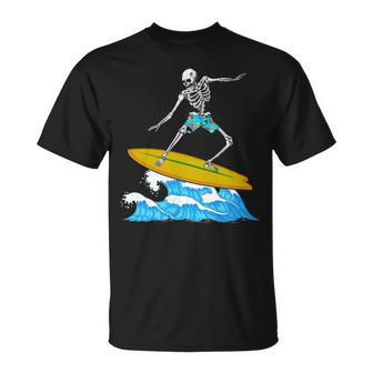 Cool Surfing Skeleton Surfer Surfboard Lovers T-Shirt | Mazezy