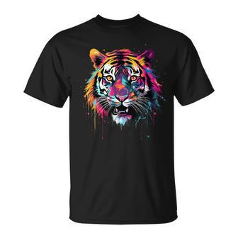 Cool Tiger On Colorful Painted Tiger T-Shirt - Thegiftio UK