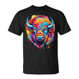 Cooles Bison-Kopf- Mit Hellen Farben T-Shirt - Seseable