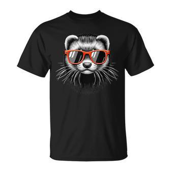 Cooles Frettchen Trägt Sonnenbrille Grafikkunst T-Shirt - Seseable