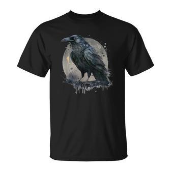 Corbeau Noir À La Pleine Lune T-Shirt - Cadeauxyz