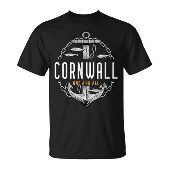 Cornwall One And All Cornish Vintage Ships Anchor T-Shirt - Monsterry