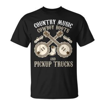 Country Music Cowboy Boots Pickup Truck Saying T-Shirt - Monsterry DE