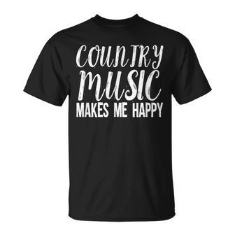 Country Music Lover Quote Country Music Makes Me Happy T-Shirt - Monsterry UK