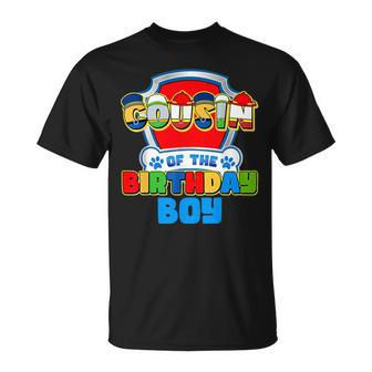 Cousin Of The Birthday Boy Dog Paw Family Matching Boy Girl T-Shirt | Mazezy