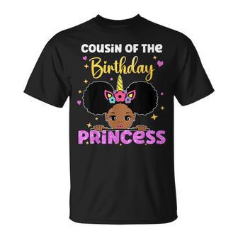 Cousin Of The Birthday Princess Melanin Afro Unicorn Cute T-Shirt | Mazezy