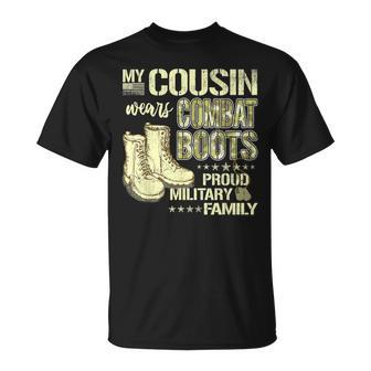 My Cousin Wears Combat Boots Dog Tags Proud Military Family T-Shirt - Monsterry CA