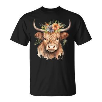 Cow Scottish Highland Cow Western Wear Highland Cow T-Shirt | Mazezy