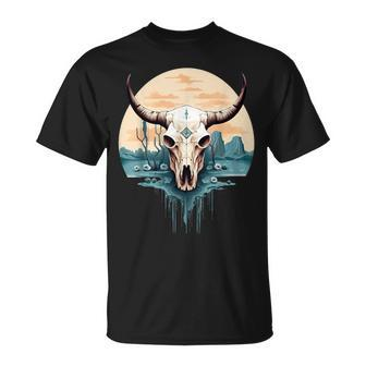 Cow Skull Vintage Rodeo Western Retro T-Shirt - Monsterry