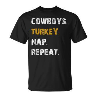 Cowboys Turkey Nap Repeat Thanksgiving Football T-Shirt - Monsterry