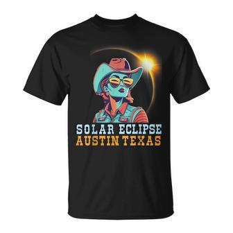 Cowgirl Austin Texas Solar Eclipse 2024 40824 T-Shirt - Monsterry CA