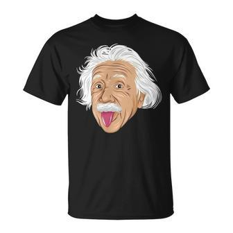 Crazy Professor Of Physics Albert Einst Shows Tongue T-Shirt - Seseable