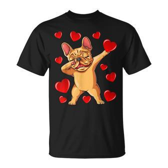 The Cream French Bulldog Dabbing Heart Valentines Day T-Shirt - Monsterry AU