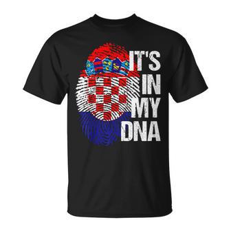 Croatia Hrvatska Flag Home Roots Fingerprint Dna T-Shirt - Seseable