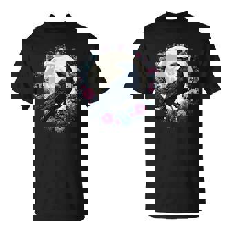 Cuervo Entre Flores Con Luna Camiseta unisex - Regaloses