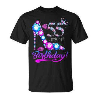 Cute 55 Years Old It's My 55Th Birthday Party Gems High Heel T-Shirt - Thegiftio UK