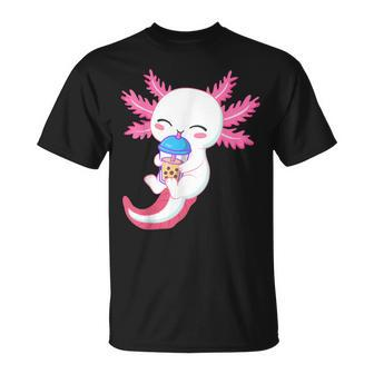 Cute Axolotl Drinking Boba Tea T-Shirt - Thegiftio UK