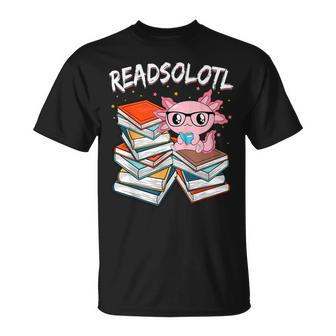Cute Axolotl Read Book Readsolotl Axolotl Reading Books T-Shirt - Seseable