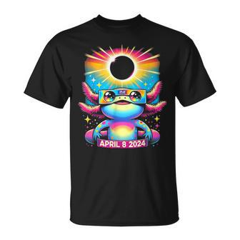 Cute Axolotl Wearing Solar Eclipse Glasses April 8 2024 T-Shirt - Seseable