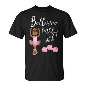 Cute Ballerina Ballet Birthday African American Girls T-Shirt - Monsterry