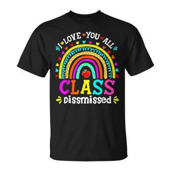 Cute Boho Rainbow Class Dismissed Last Day Of School Teacher T-Shirt - Monsterry CA