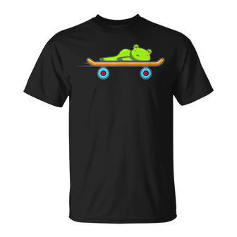 Cute Bored Frog On A Skateboard Kawaii Aesthetic Frog T-Shirt - Monsterry UK