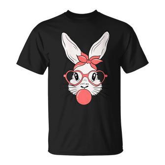 Cute Bunny With Bandana Glasses Headband Happy Easter Day T-Shirt - Monsterry CA