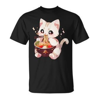 Cute Cat Ramen Noodles Kawaii Anime Girls N Japanese Food T-Shirt - Seseable