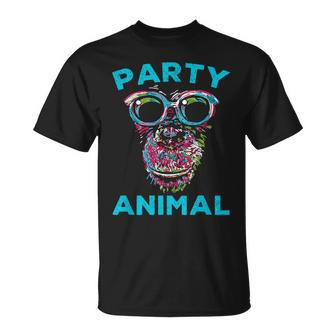 Cute Chimpanzee Party Animal Lover Colorful Monkey T-Shirt - Thegiftio UK