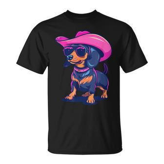 Cute Dachshund Pink Cowboy Hat Wiener Sausage Dog Puppy T-Shirt | Mazezy