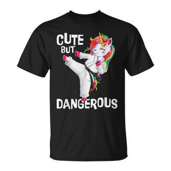 Cute But Dangerous Karate Martial Arts Unicorn Girls T-Shirt - Monsterry CA