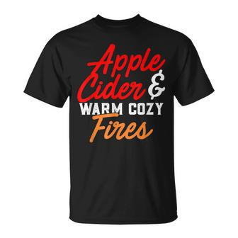 Cute Fall Apple Cider & Warm Cozy Fires T-Shirt - Monsterry