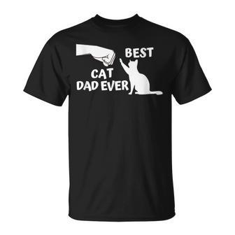 Cute And Best Cat Dad Ever Paw Print Fist Bump T-Shirt - Thegiftio UK