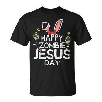 Cute Happy Zombie Jesus Day Easter Bunny For Women T-Shirt - Seseable