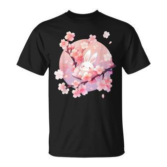 Cute Kawaii Bunny Rabbit Cherry Blossom Moon Anime Bunny T-Shirt - Thegiftio UK