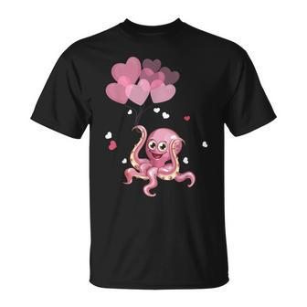Cute Octopus Hearts Valentine's Day V-Day Valentines T-Shirt | Mazezy