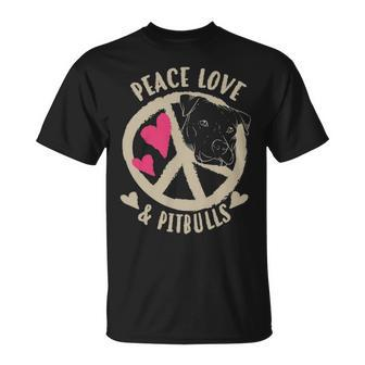 Cute Peace Love & Pitbulls Men And Women T-Shirt | Mazezy