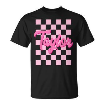 Cute Pink Taylor First Name Personalized Birthday T-Shirt - Seseable