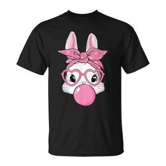 Cute Rabbit Bunny Blowing Bubble Gum Easter Day T-Shirt - Seseable