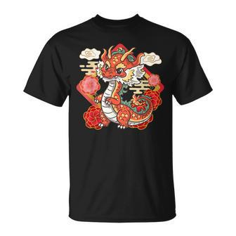 Cute Red Chinese New Year Of The Dragon 2024 Lunar Zodiac T-Shirt - Seseable