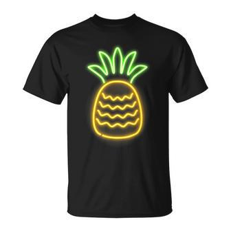 Cute Retro Neon Pineapple For Hawaiian Beaches T-Shirt - Monsterry CA