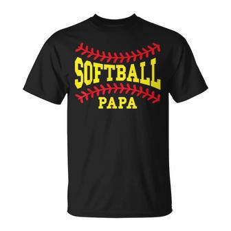 Cute Softball Papa Laces Matching Grandpa Father's Day T-Shirt - Monsterry UK