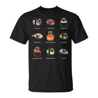 Cute Sushi Pugs Japanese Anime Dog T-Shirt | Mazezy