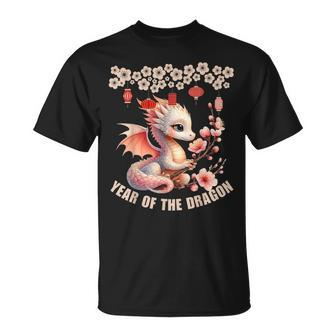 Cute Year Of The Dragon Zodiac Chinese Lunar New Year Flower T-Shirt - Monsterry